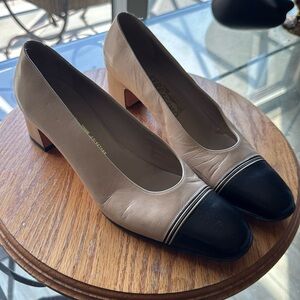 Salvatore Ferragamo Women's Cream and Black Shoes
